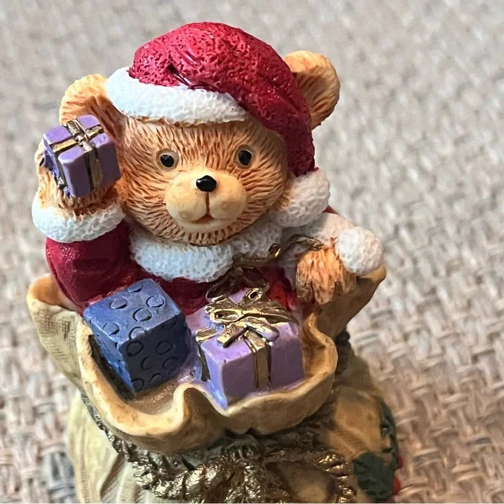 Vintage Christmas Figurine Bear Sack of Toys Cute Classic Traditional Holiday